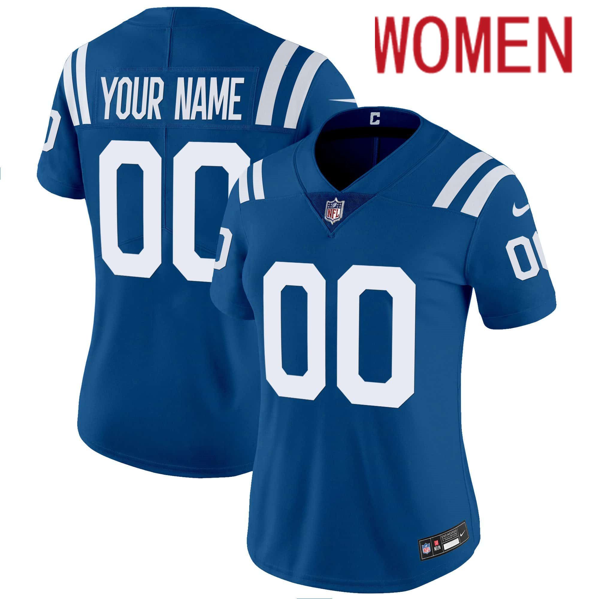 Women Indianapolis Colts Blue 2024 Nike Vapor Limited Custom NFL Jersey style 1